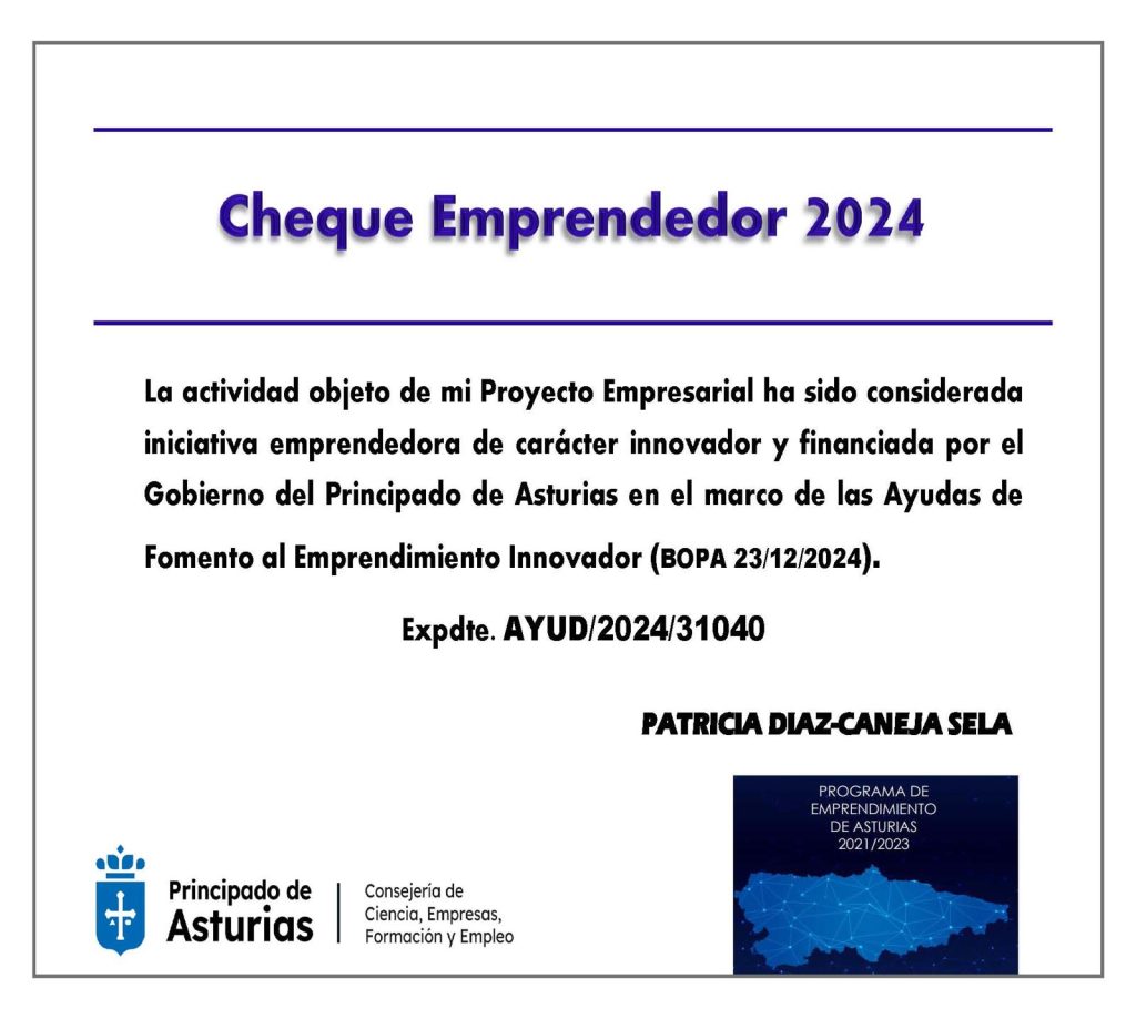 Cheque emprendedor Patricia Díaz-Caneja